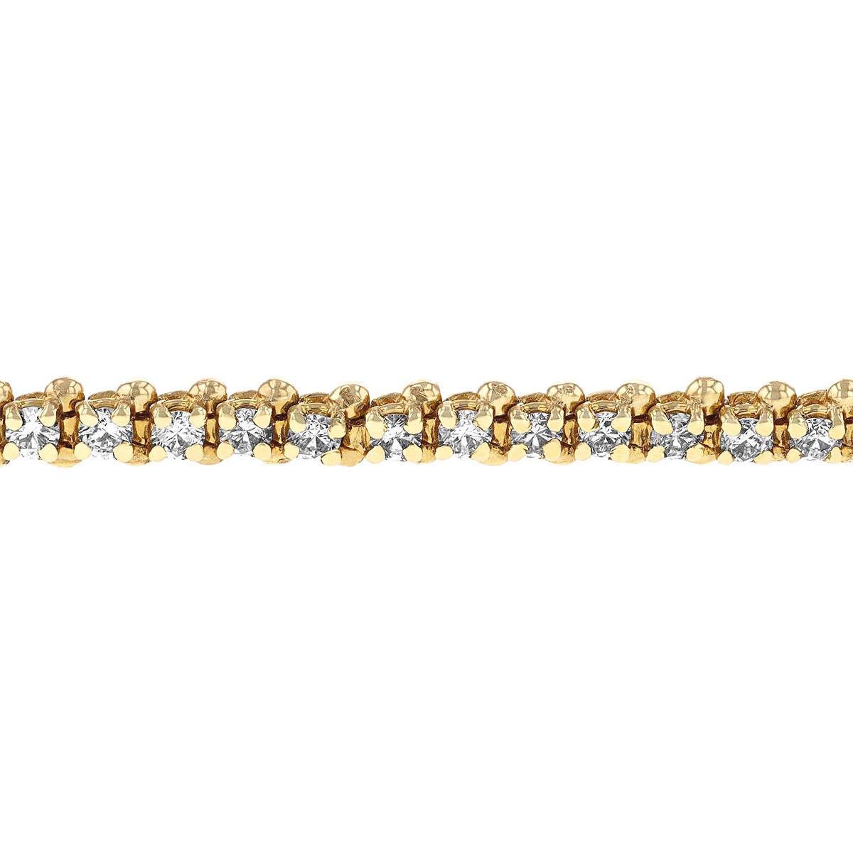 Diamond 4 Prong Low Set Tennis Bracelet in Yellow Gold, 1.95 aptw